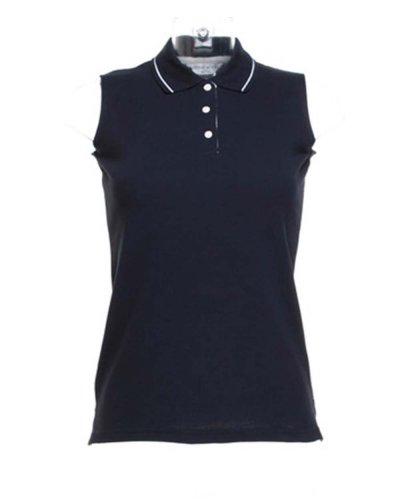 Polo donna senza maniche Classic Fit Navy/White