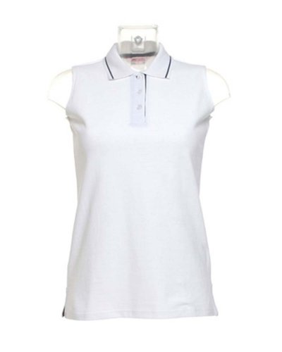 Polo donna senza maniche Classic Fit White/Navy