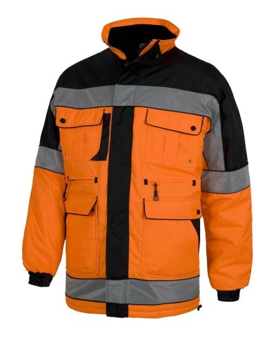 Parka bicolore imbottito alta visibilità Nero / Arancio
