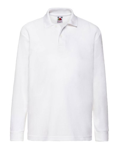 Polo bambino 65/35 manica lunga Bianco