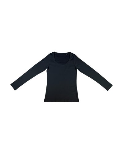 T-shirt donna Organic Deep Round LS Black
