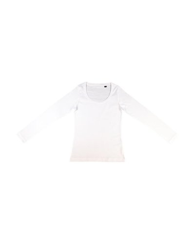 T-shirt donna Organic Deep Round LS Bianco