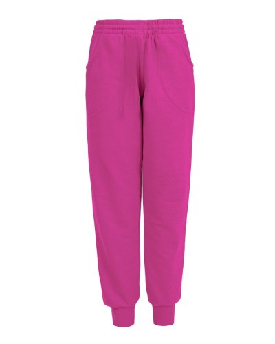 Pantalone bambino in felpa french terry fondo con costina Fuchsia