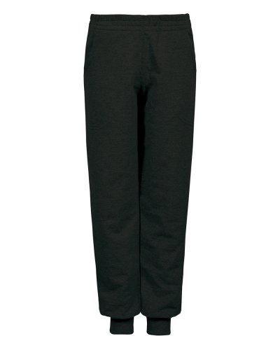 Pantalone bambino in felpa french terry fondo con costina Nero