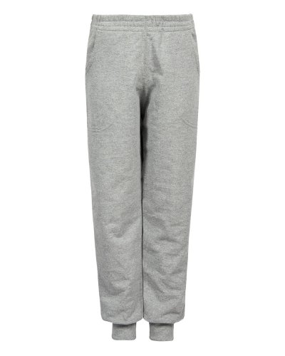 Pantalone bambino in felpa french terry fondo con costina Cenere