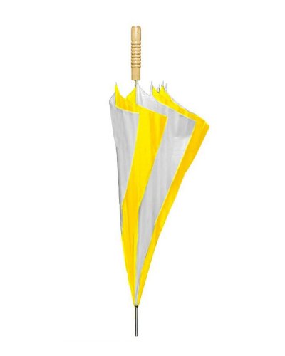Ombrello automatico con manico dritto in legno Bianco/Giallo