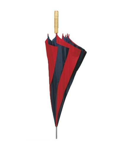 Ombrello automatico con manico dritto in legno Blu Navy / Rosso