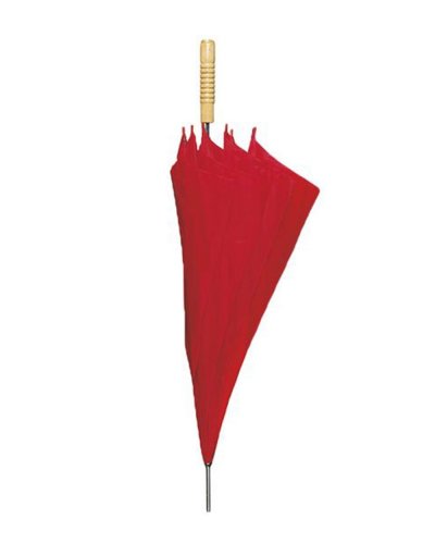Ombrello automatico con manico dritto in legno Rosso