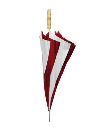 Ombrello automatico con manico dritto in legno Bianco/Rosso