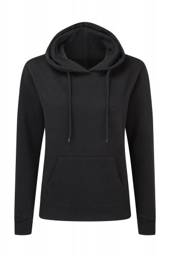 Felpa donna con cappuccio e cordino in tinta Black