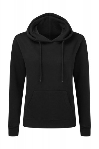 Felpa donna con cappuccio e cordino in tinta Dark Black