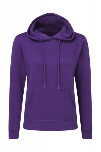 Felpa donna con cappuccio e cordino in tinta Purple