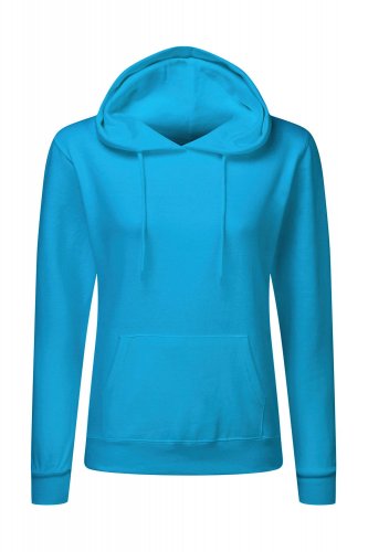 Felpa donna con cappuccio e cordino in tinta Turquoise