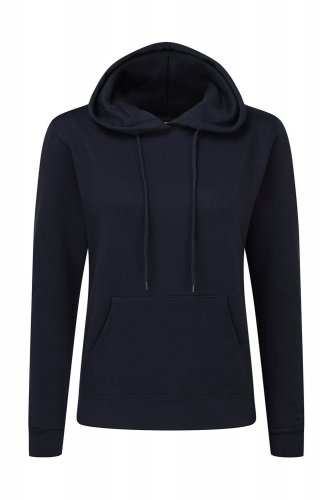 Felpa donna con cappuccio e cordino in tinta Navy