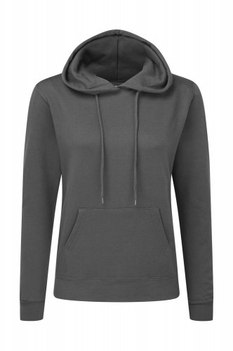 Felpa donna con cappuccio e cordino in tinta Grey