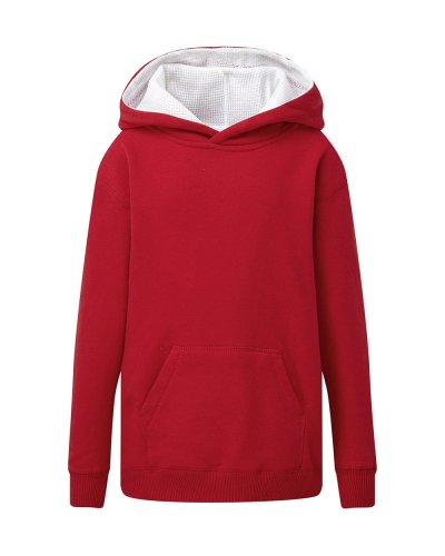 Felpa Bambino con cappuccio in contrasto Red/White