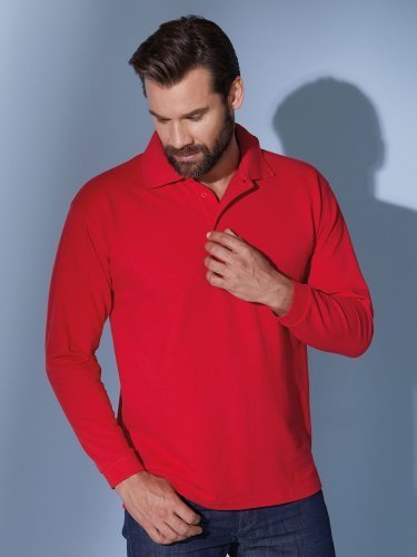 Polo piqué manica lunga James & Nicholson 100% cotone casual fit