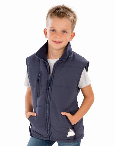Gilet bambino antivento cappuccio imbottito poliestere