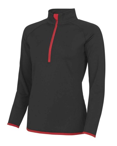 Felpa da donna1/2 zip jet black/fire red
