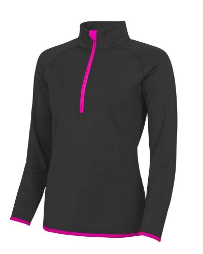 Felpa da donna1/2 zip Jet Black/Electric Pink