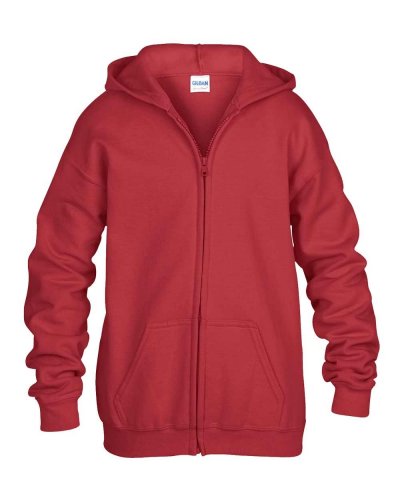 Felpa bambino con cappuccio e cerniera intera Rosso