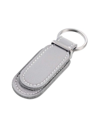 PORTACHIAVI IN ECOPELLE CON CUCITURE A CONTRASTO Bianco