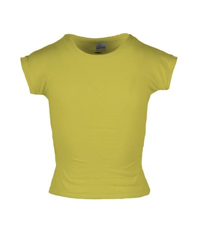 Maglia fiammata da bambina scollatura tonda Giallo Pastello