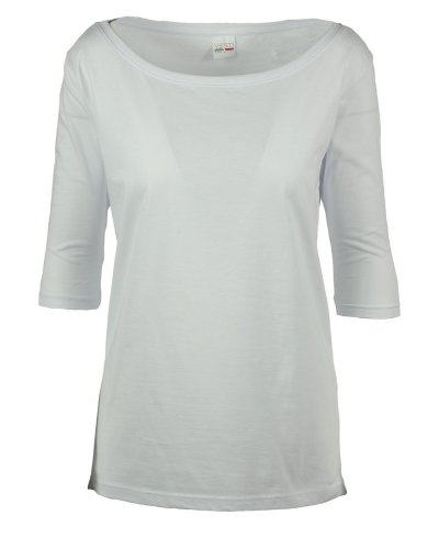 Maglia back longer scollatura ampia manica 3/4 Bianco