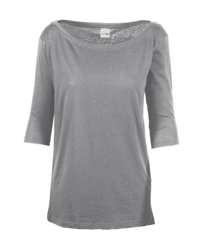 Maglia back longer scollatura ampia manica 3/4 Grigio Perla