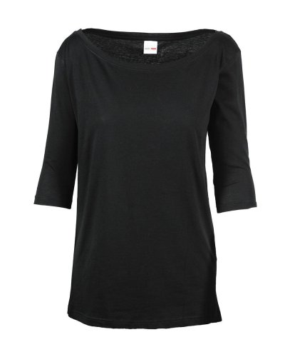 Maglia back longer scollatura ampia manica 3/4 Nero