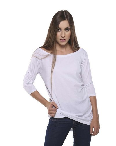 Maglia back longer scollatura ampia manica 3/4