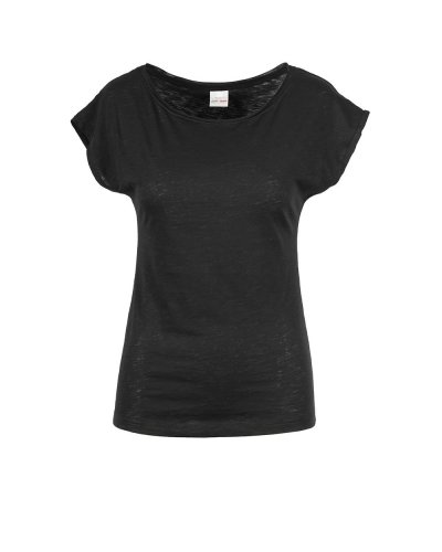Maglia fiammata con scollatura ampia Nero