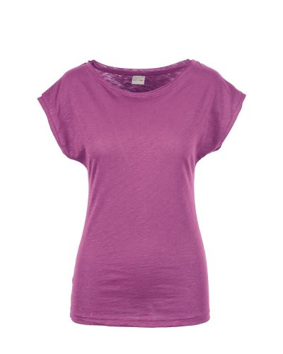 Maglia fiammata con scollatura ampia Orchidea