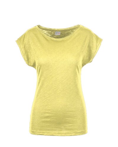 Maglia fiammata con scollatura ampia Giallo Pastello