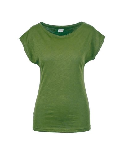 Maglia fiammata con scollatura ampia Verde Militare