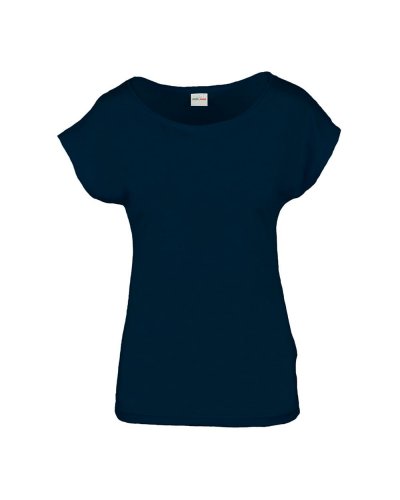 Maglia fiammata con scollatura ampia Blu Navy