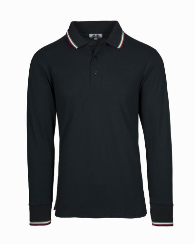 Italy polo piquè manica lunga Nero