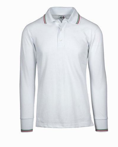 Italy polo piquè manica lunga Bianco
