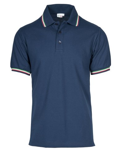 Italy polo piquè manica corta Blu ECO