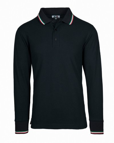 Italy polo piquè manica lunga Nero ECO