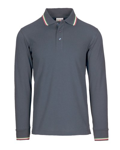 Italy polo piquè manica lunga Piombo ECO