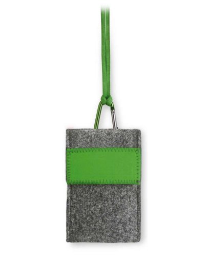 Porta cellulare in feltro con targhetta Verde Acido