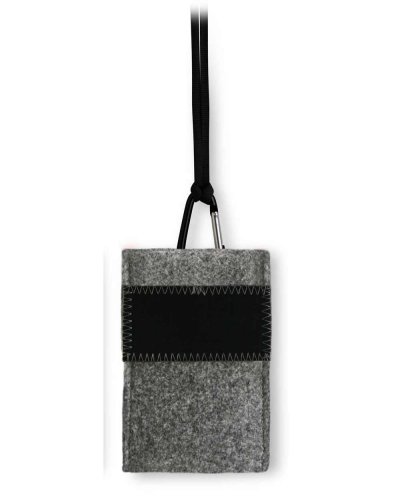 Porta cellulare in feltro con targhetta Nero