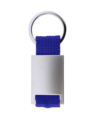 Portachiavi in metallo e polestere con astuccio Blu