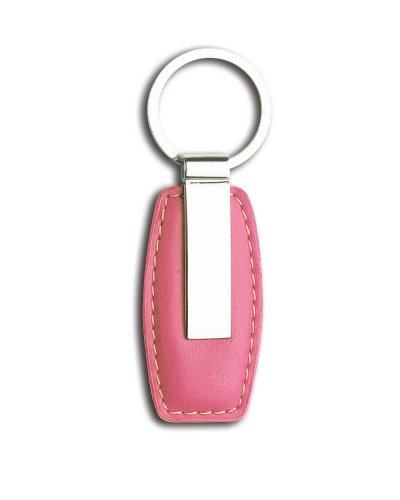 Portachiavi in metallo ed ecopelle Rosa