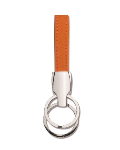 Portachiavi in pelle con doppio anello Arancione