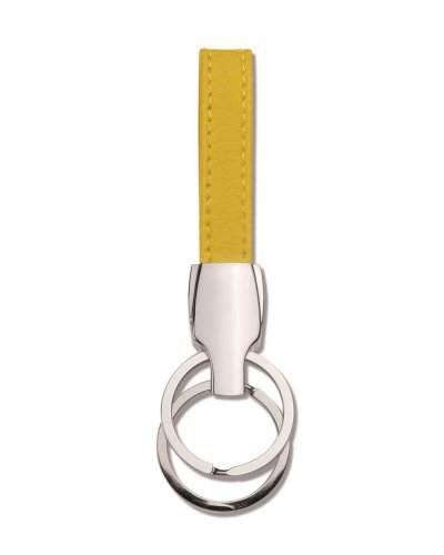Portachiavi in pelle con doppio anello Giallo
