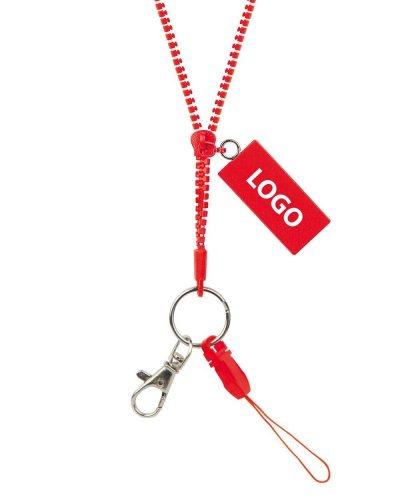Portabadge cerniera lampo Rosso