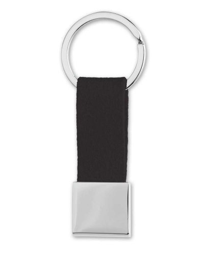 Portachiavi in pelle con doppio anello Nero