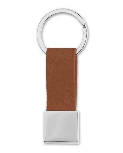 Portachiavi in pelle con doppio anello Marrone